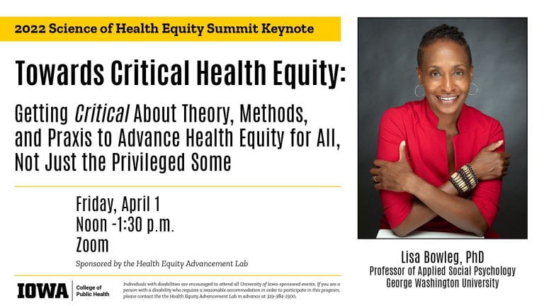 Dr. Lisa Bowleg chosen as a keynote speaker for 2022 Science of Health Equity Summit!
