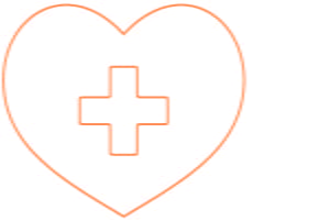 Orange heart icon with cross on it