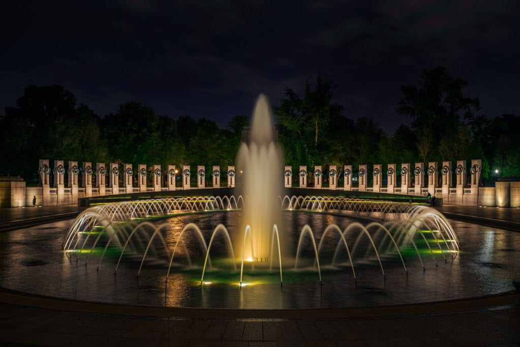 WWII Memorial at night