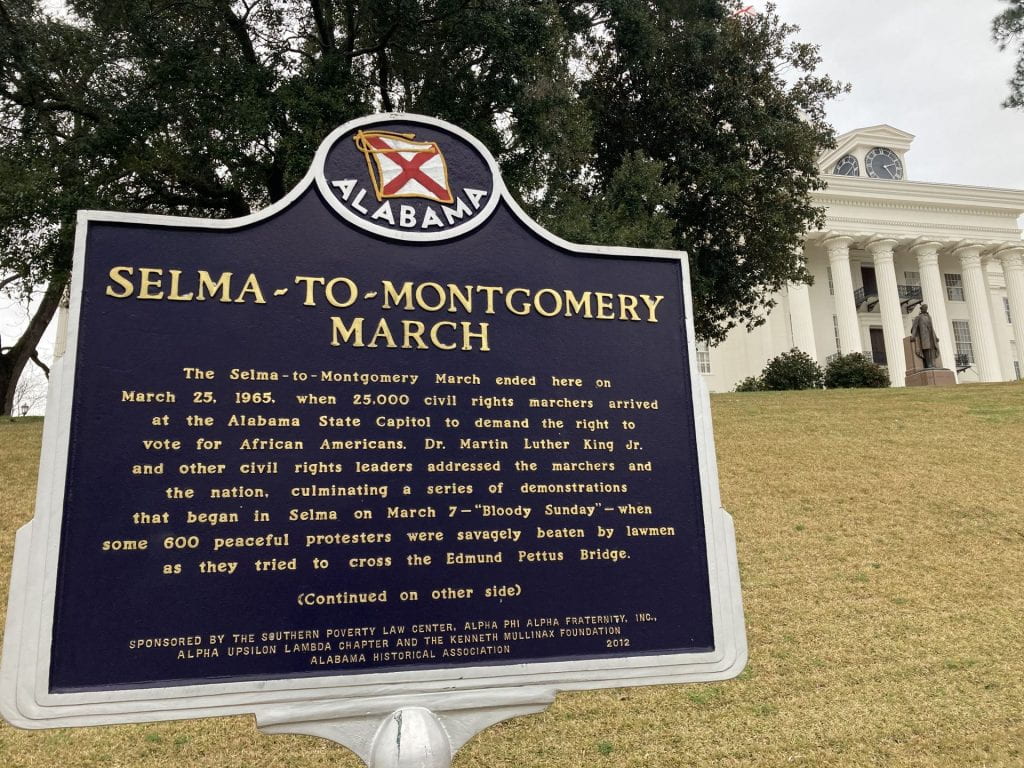 Historic Sign marking the end point for the Selma-to-Montgomery March  Photo Credit: Alina Potts