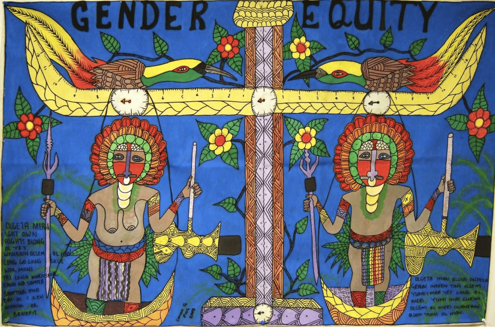 Painting depicting justice and gender equity from Papua New Guinea.