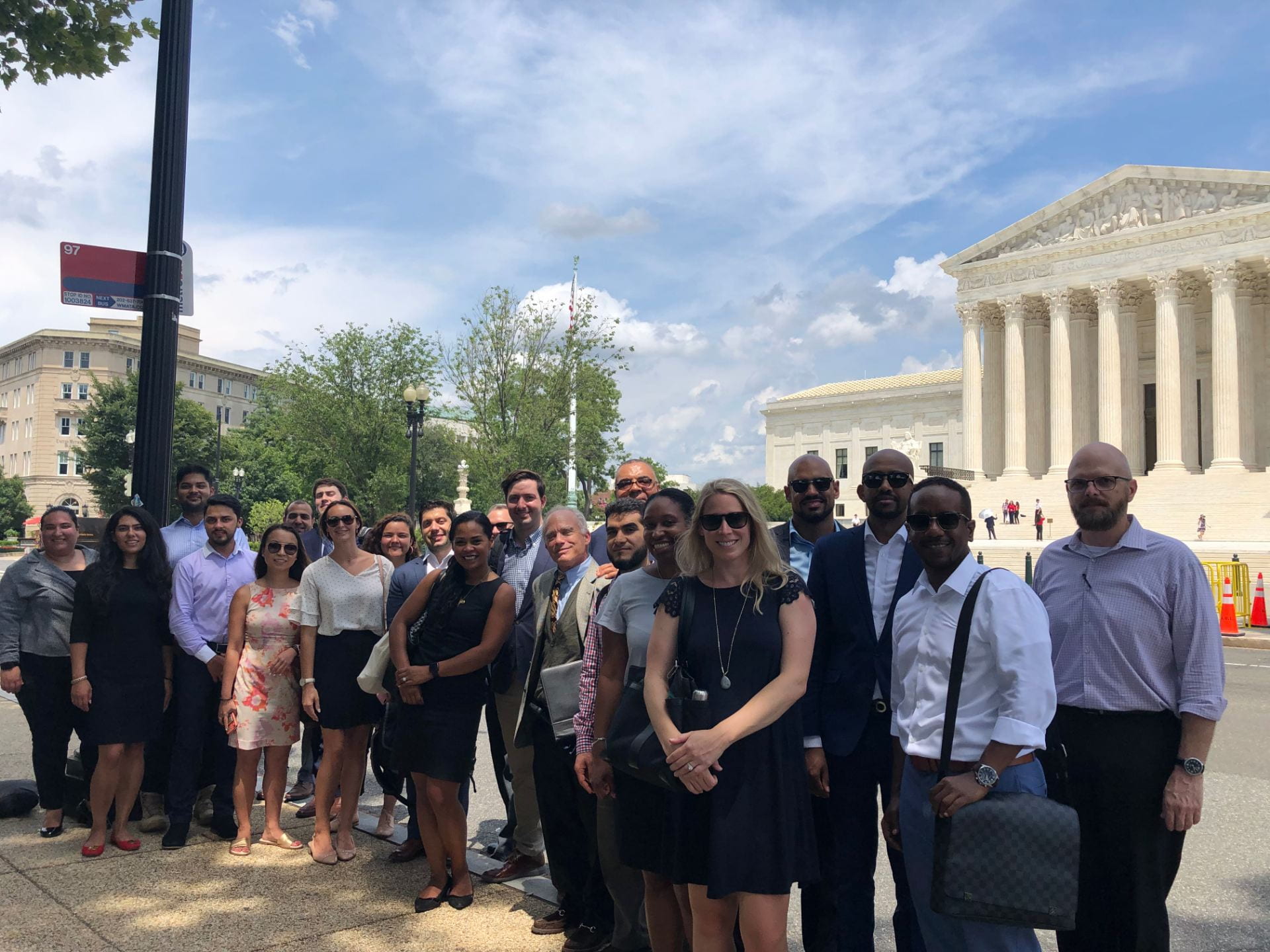 Group photo of students in front of the Supreme Court