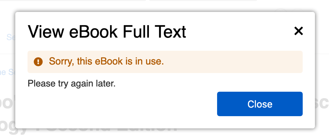 eBook is in use error message