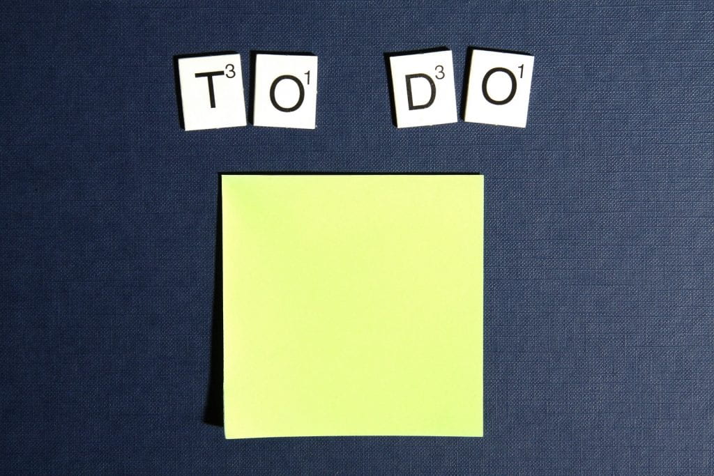 Sticky Note with "To Do" Scrabble letters above.