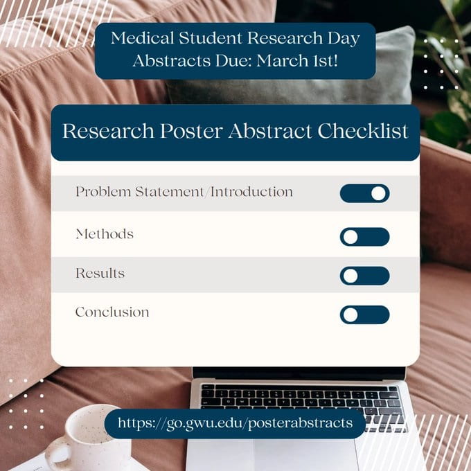 Research poster abstract checklist image and March 1st submission due date