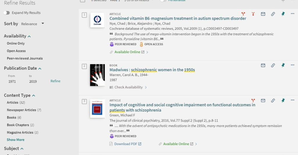 Health Information @ Himmelfarb search results screen with consortium book result