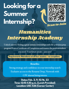 Flyer for humanities internship academy