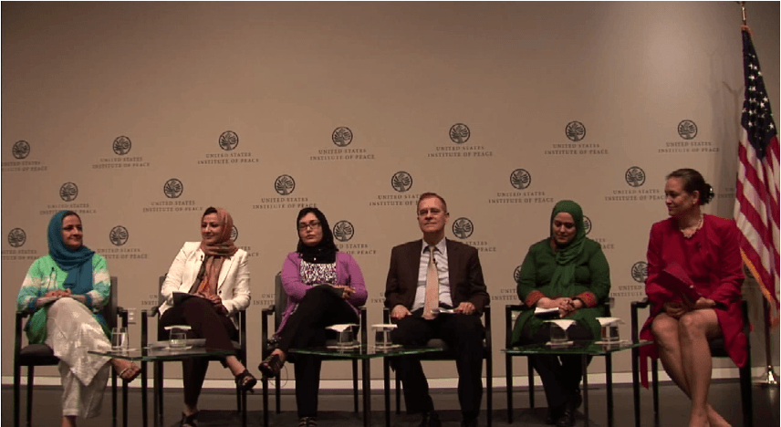 Screen capture from a video featuring an expert panel on women's empowerment in Afghanistan at the U.S. Institute for Peace, July 18, 2013. Source: YouTube