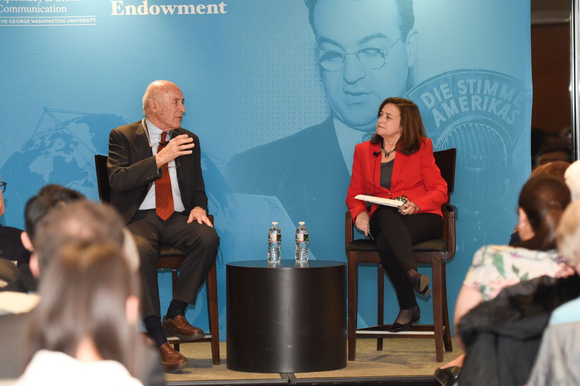 Joseph S. Nye and Tara Sonenshine at the Walter Roberts Lecture. Photo by Sydney Elle Gray/GW Photos