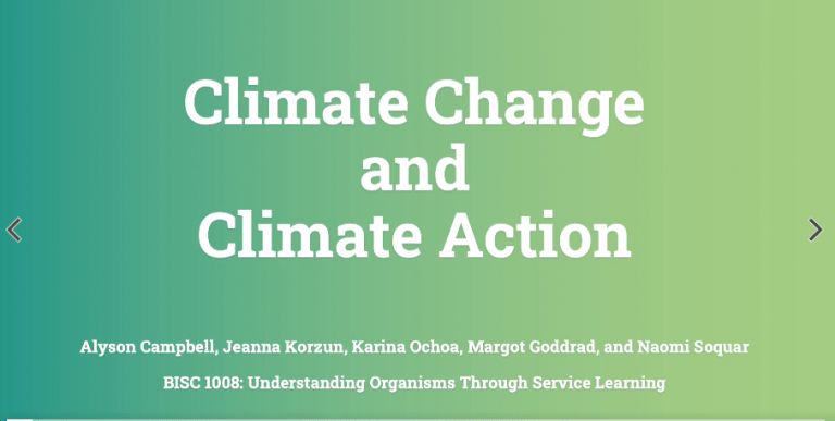 BISC 1008: Climate Change and Action, Campbell, Korzun, Ochoa, Goddrad & Soquar